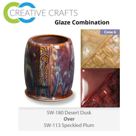 Desert Dusk SW-180 over Speckled Plum SW-113 Stoneware Combination